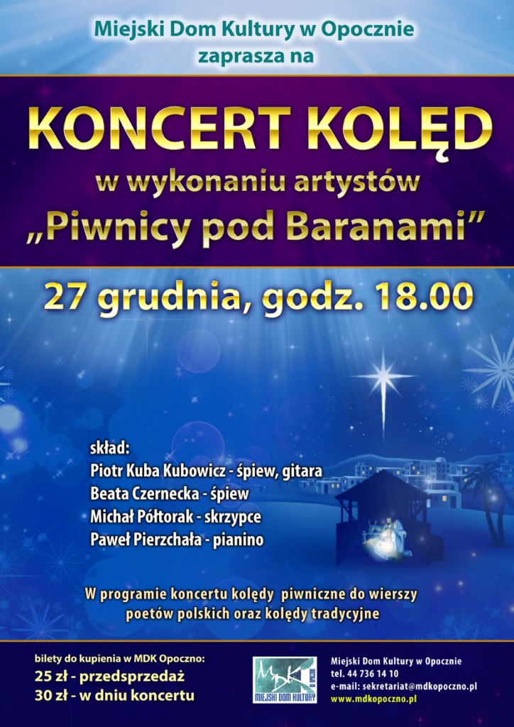 "Piwnica pod Baranami" - koncert kolęd